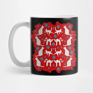 Red knitted sweater with cats Mug